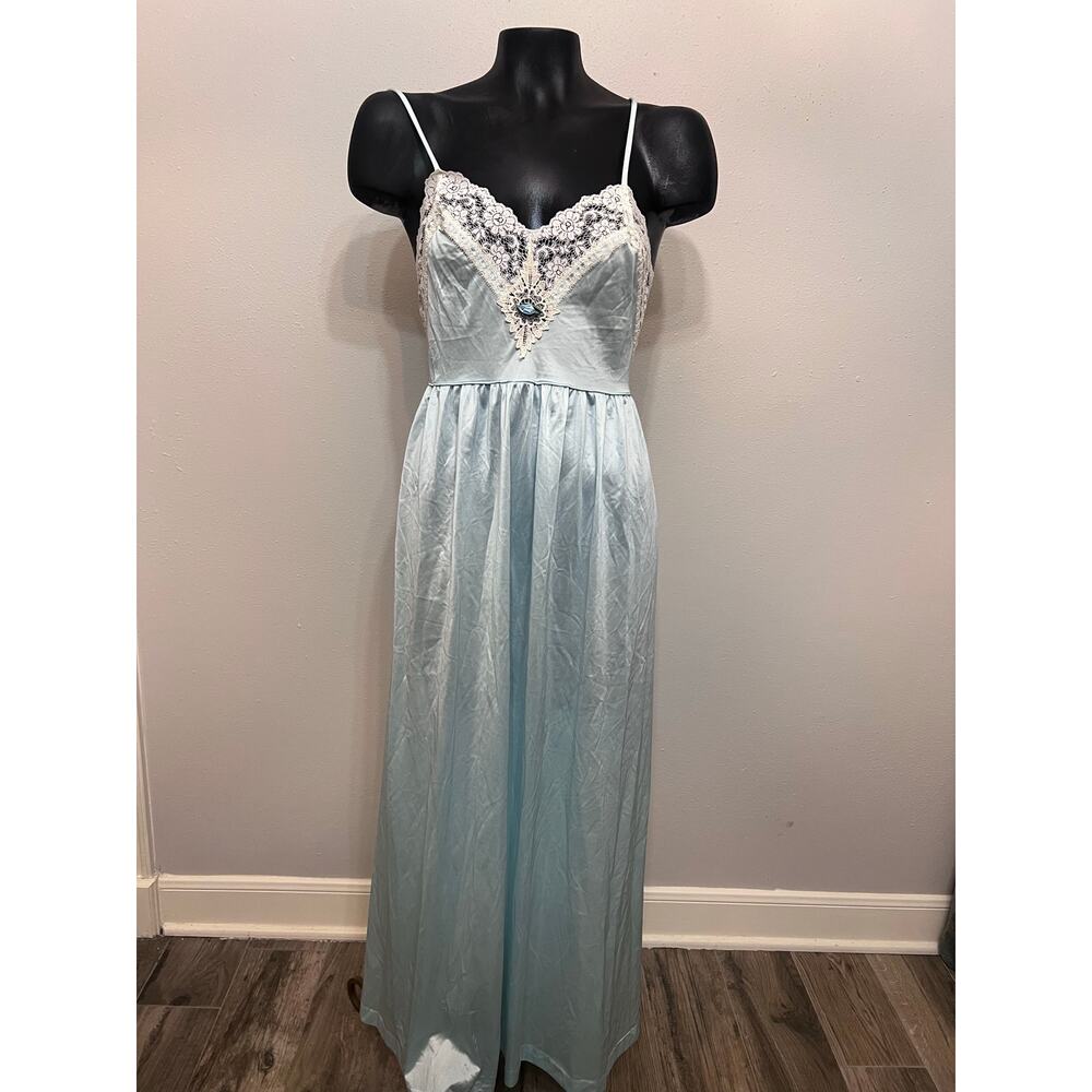 Vintage Pinehurst Cami Maxi Slip Dress Babydoll Women's S Blue Princess Romantic